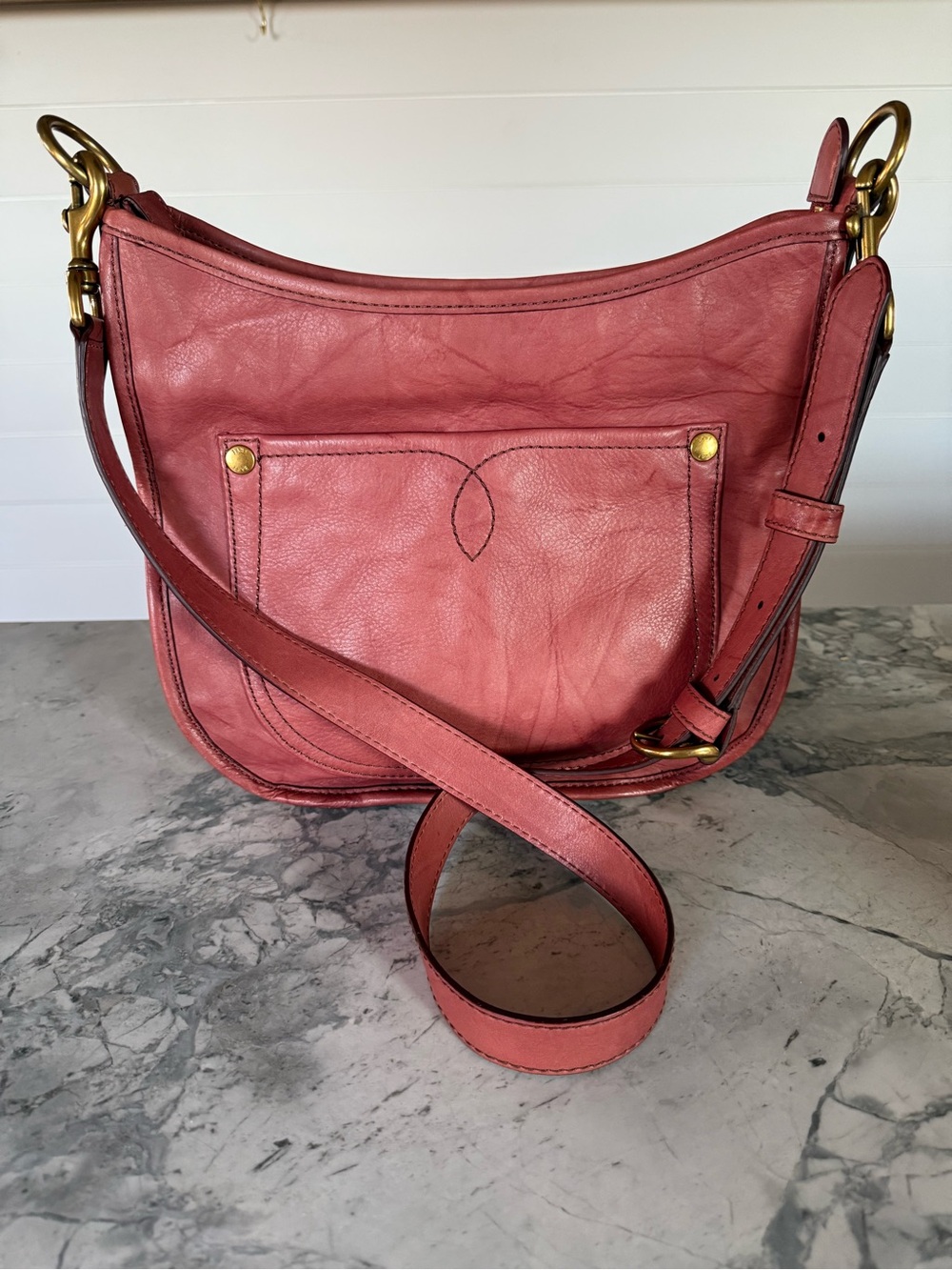 Frye Leather Crossbody Shoulder Bag Dusty Rose Color
